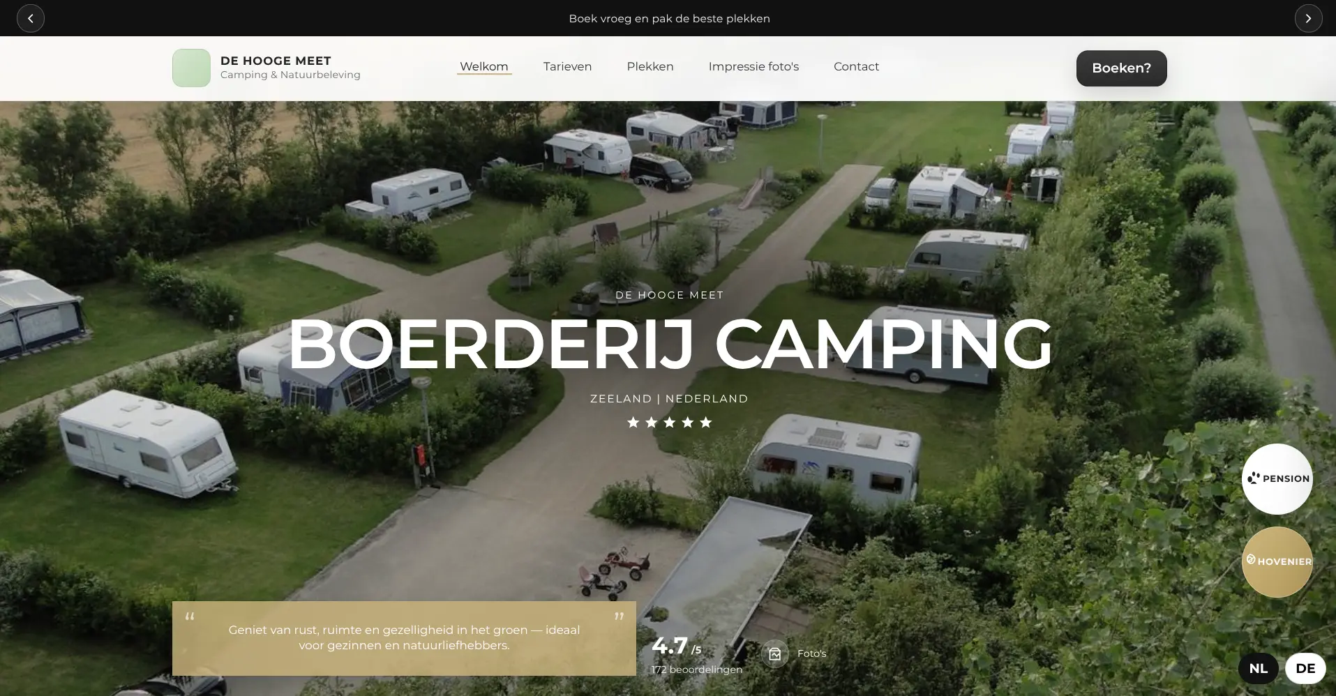Website van Camping De Hooge Meet