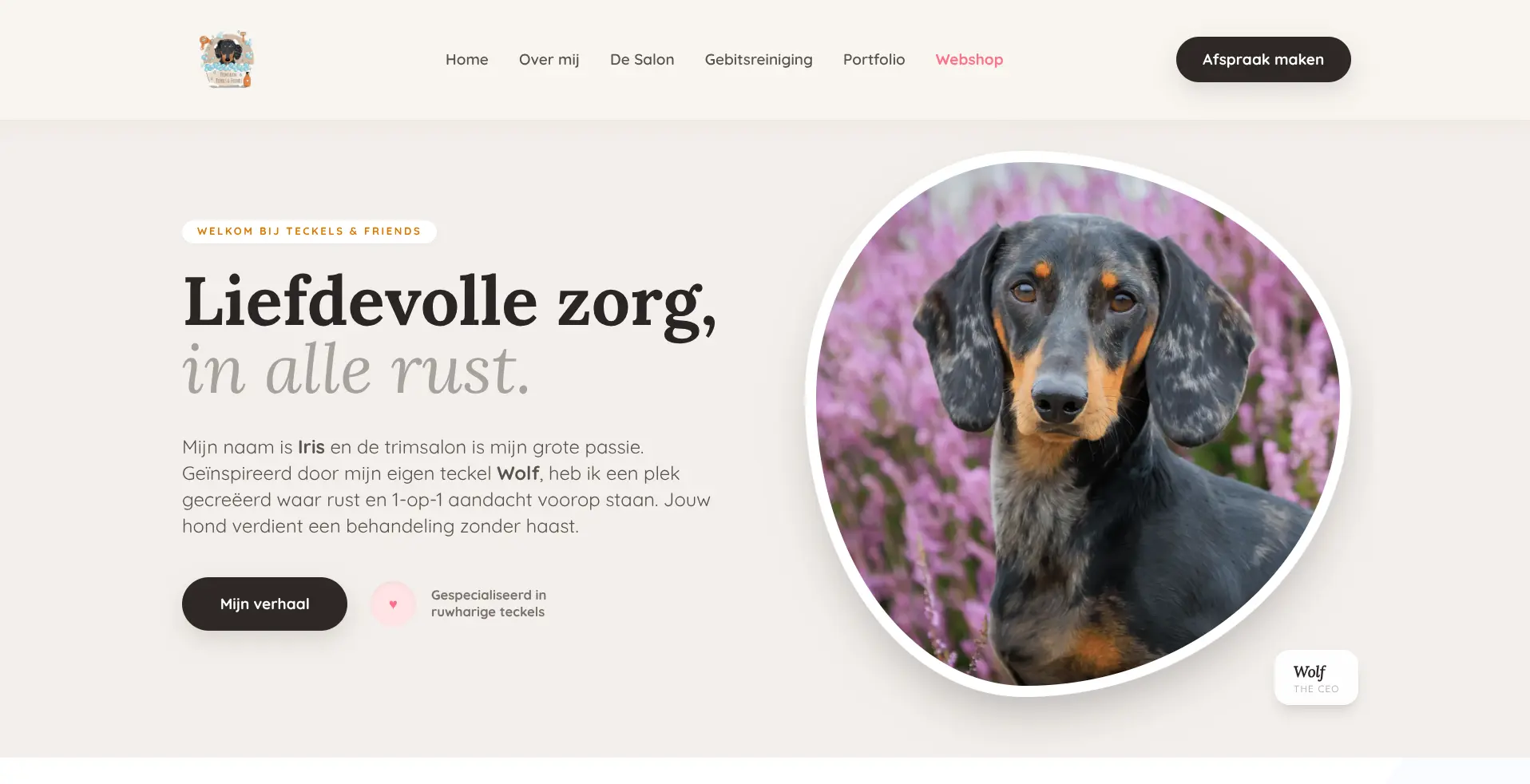 Website van Trimsalon Teckels & Friends