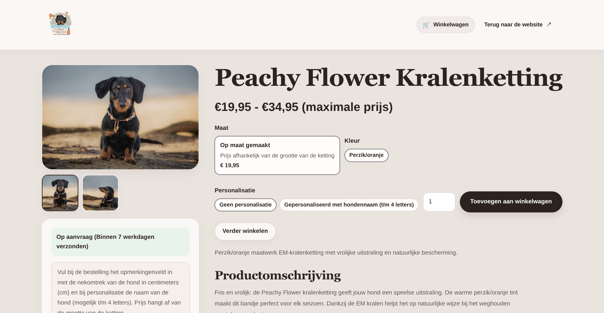Productdetail van de webshop Teckels & Friends